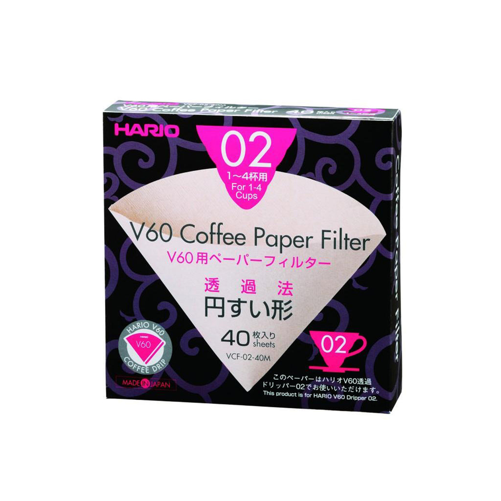 HARIO V60 PAPER FILTER 02 DRIPPER 40 SHEETS - UNBLEACHED