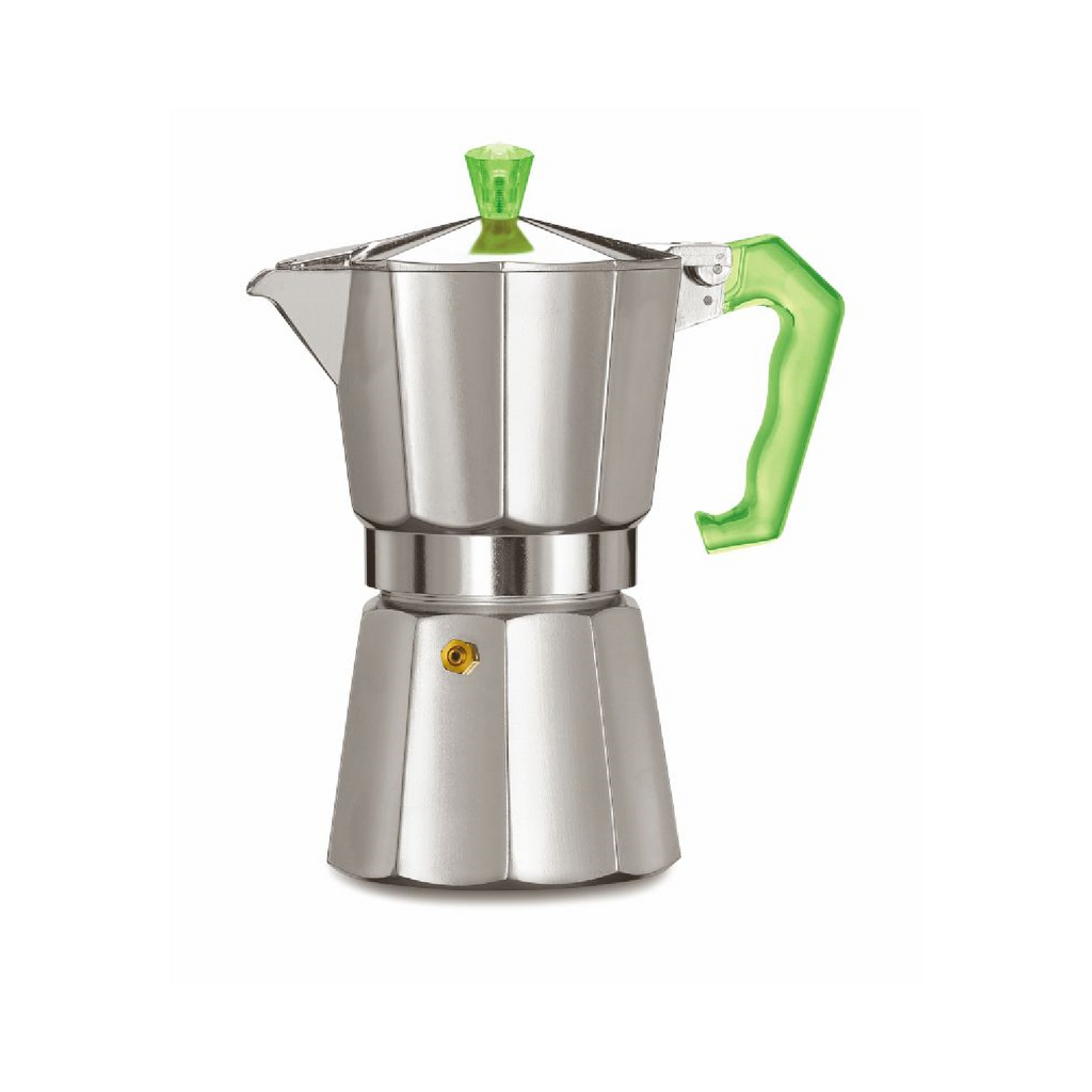 Pezzetti ITALEXPRESS Aluminium Moka Pot - 6 Cup - Green handle