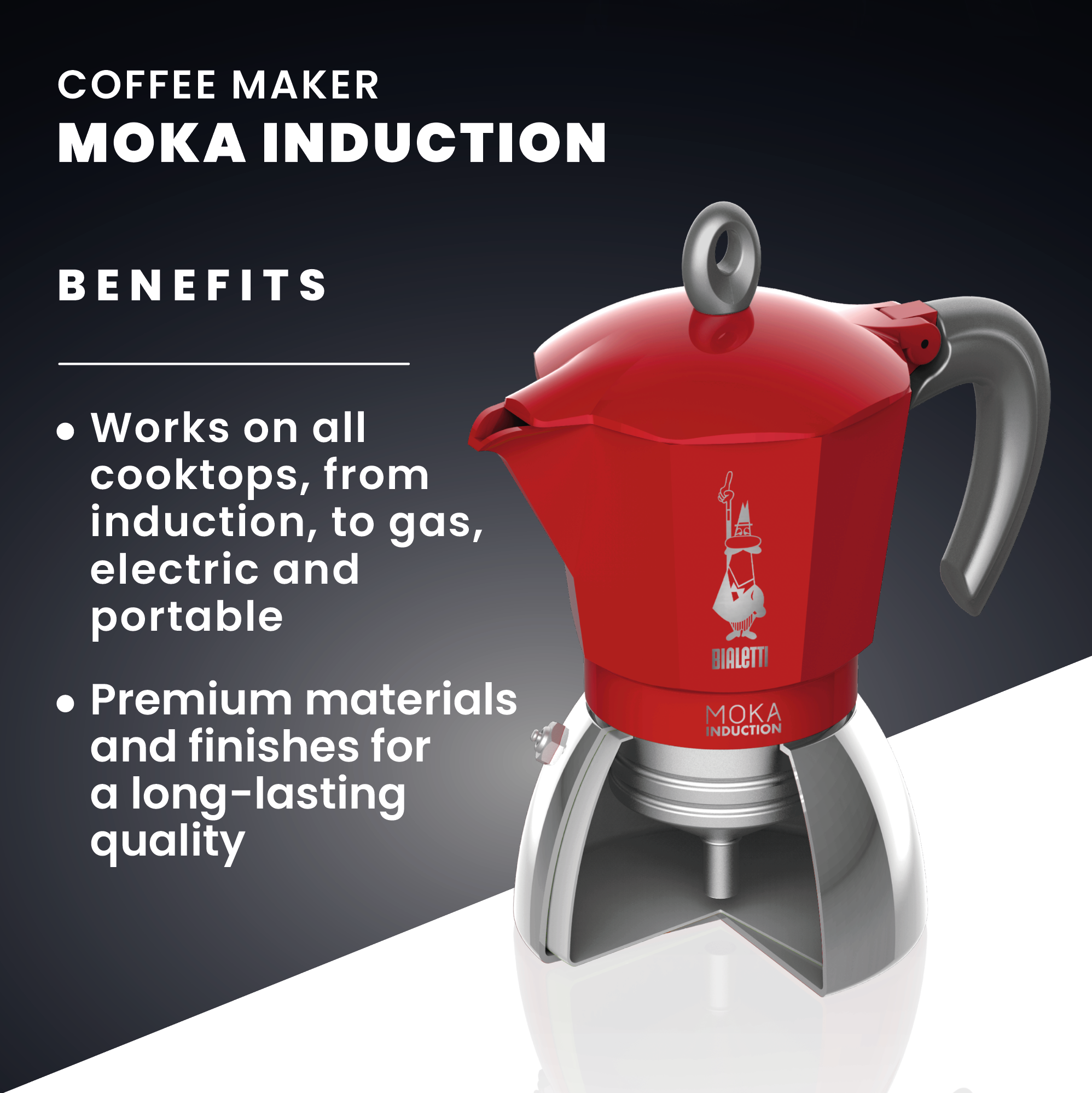 BIALETTI MOKA INDUCTION STOVETOP COFFEE MAKER CUP – Quantum